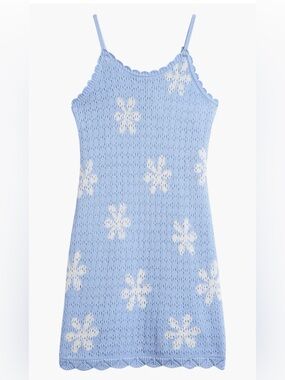 Freshman Girls Daisy Open Stitch Knit Dress Blue Size L 12/14